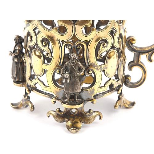 Подстаканник крышкой и ложкой в «русском стиле». Сазиковь.