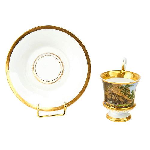 Кофейная пара с изображение горного пейзажа