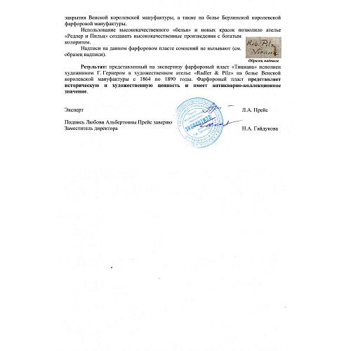 Экспертное заключение НИНЭ имени П.М. Третьякова.