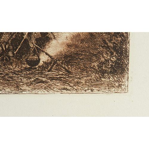 Офорт И.И.Шишкина «У костра» 1873