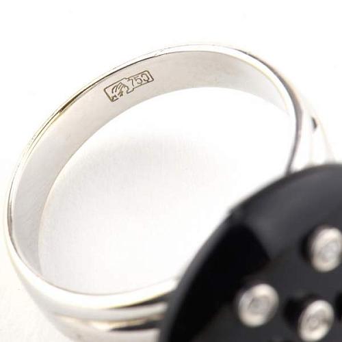 Кольцо с бриллиантами и агатом черным