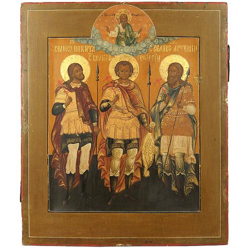 Икона «Святые воины-великомученики Никита, Георгий и Артемий»