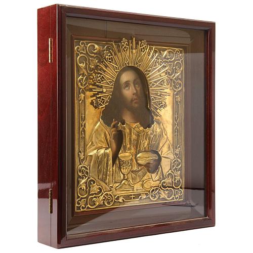 Икона в окладе "Спас Вседержитель, благословляющий хлеб и вино".