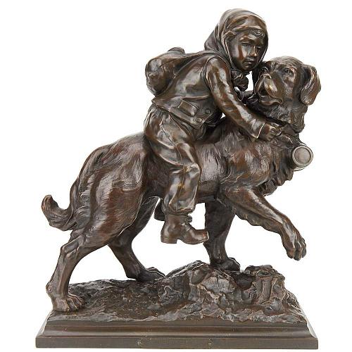 Скульптура "Сенбернар - собака спасатель"