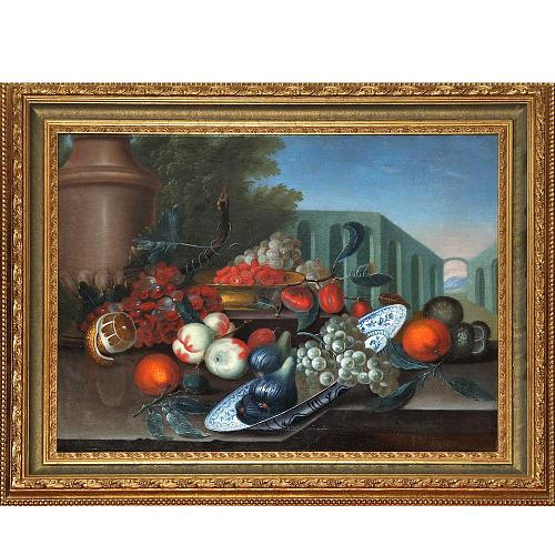 «Натюрморт с фруктами и виноградом на фоне античных руин»