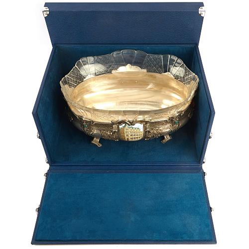 Ваза серебряная в стиле модерн с эмалевыми вставками. Фирма "Vollgold"