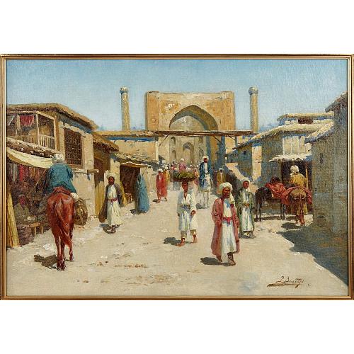"Торговая улица в Самарканде". Зоммер.