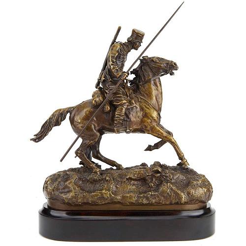 Скульптура кабинетная "Казак с пикой на лошади"