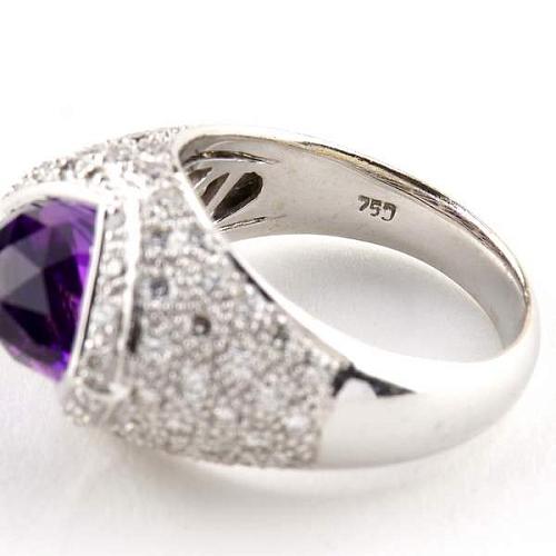 Кольцо с бриллиантами и аметистом