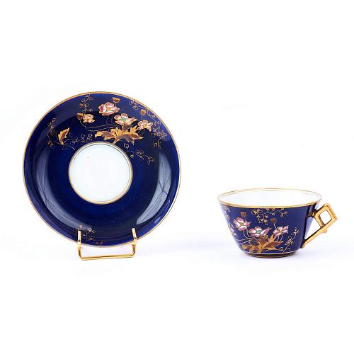 Чайная пара "Цветы на синем"