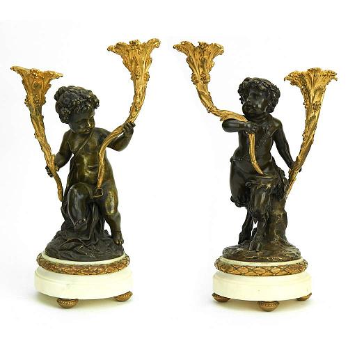 Подсвечники парные "Вакх и путто"