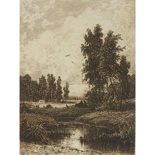 Офорт И.И. Шишкина «За ручьем»