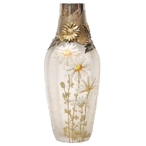 Ваза для цветов в серебряной оправе "Ромашки".