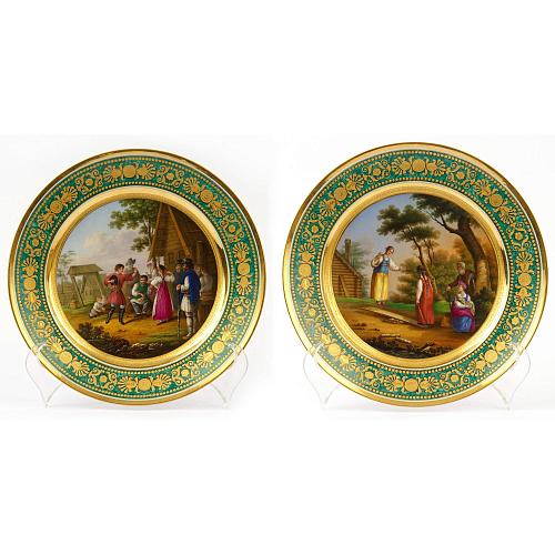 Тарелки парные со сценами народной жизни. ИФЗ.