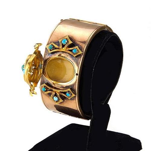 Браслет с бриллиантами, алмазами и бирюзой