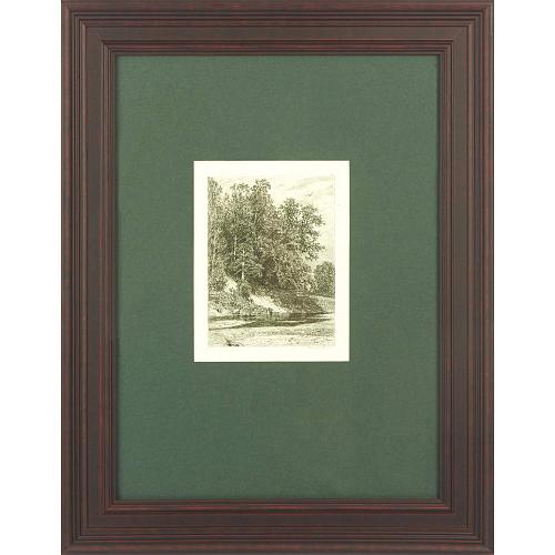 Офорт И.И.Шишкина «Лес на крутом берегу» 1880