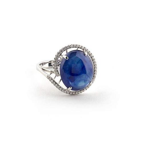 Кольцо с бриллиантами и сапфиром