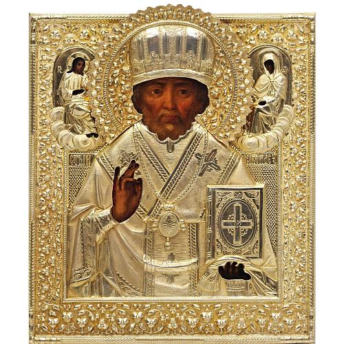 Икона "Св. Николай Чудотворец". Оклад К.И. Конов.