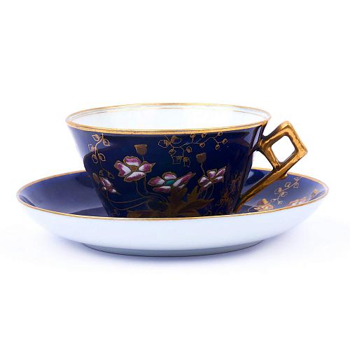 Чайная пара "Цветы на синем"