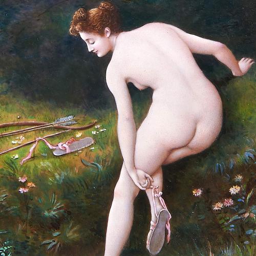 Картина на эмали "Нимфа Дианы охотницы"