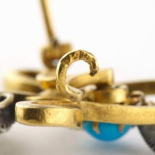 Подвеска-брошь с бриллиантами и бирюзой