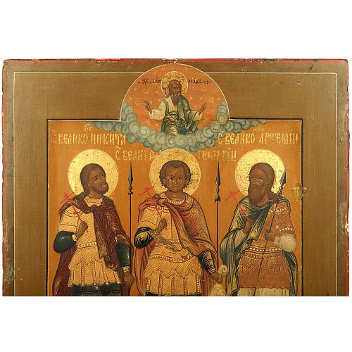 Икона «Святые воины-великомученики Никита, Георгий и Артемий»