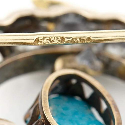 Брошь с бриллиантами и бирюзой