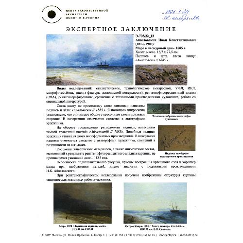Экспертное заключение ЦХЭ имени И.Е. Репина.