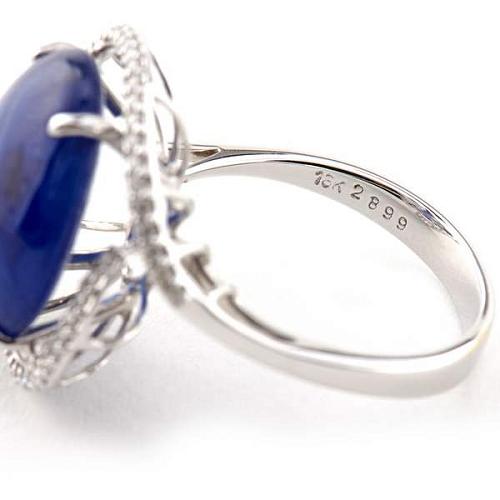 Кольцо с бриллиантами и сапфиром