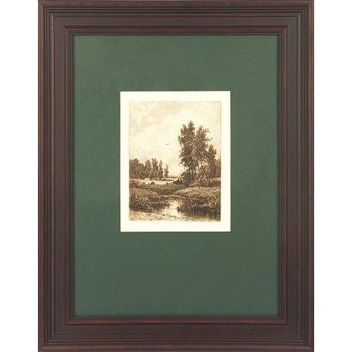 Офорт И.И. Шишкина «За ручьем»