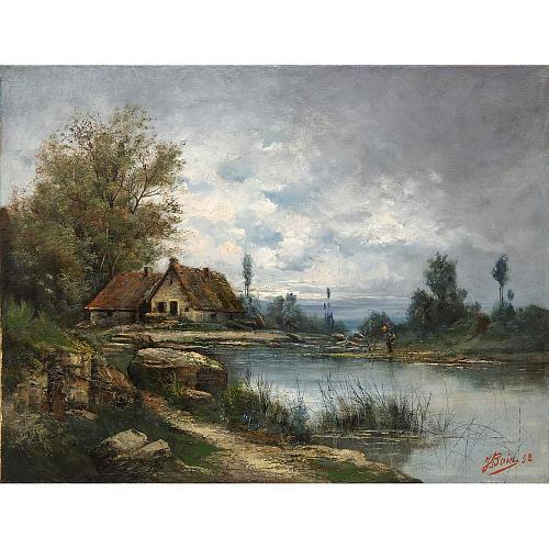 Картина "Рыбак на реке"