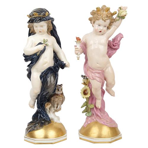 Парные скульптуры «День и Ночь». Мейссен.