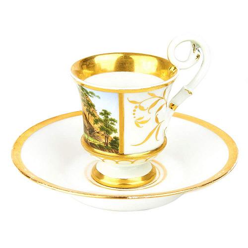 Кофейная пара с изображение горного пейзажа